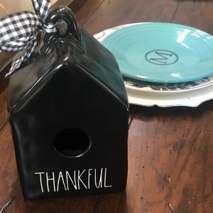 Rae Dunn birdhouse, New, black Thankful
